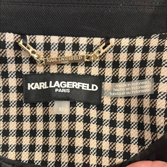 Karl Lagerfeld Black and White Checkered Blazer - Picture 2 of 3